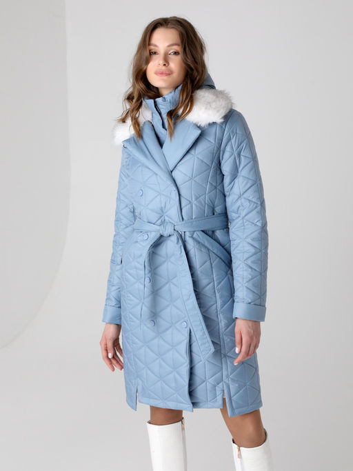 Еврозима! 24325 Полупальто дем. голубой - Dizzyway фото 3