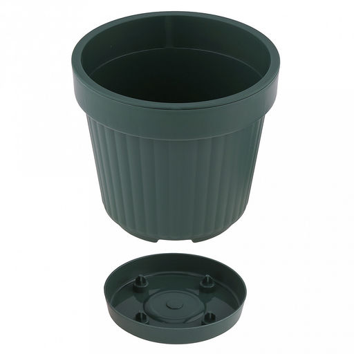 Горшок для цветов пластмассовый "Классика" 1,4л, д14,5см, h13,5см, с поддоном, темно-зеленый (Россия)