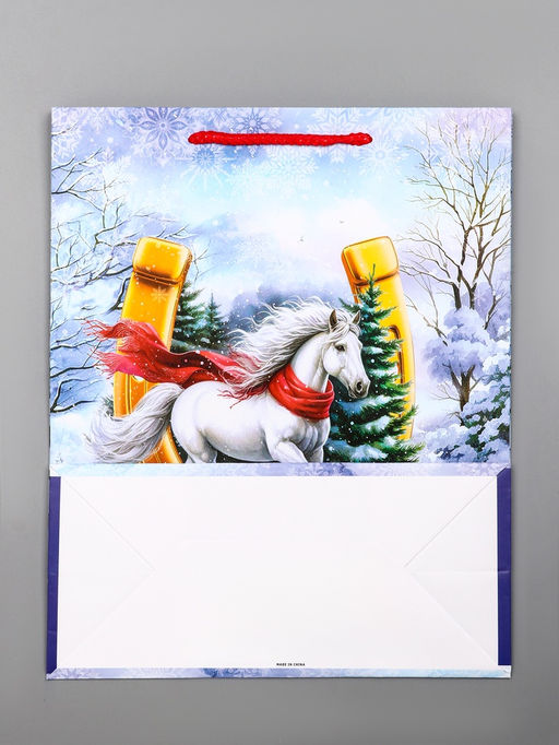 Цена за 2 шт. Пакет подарочный новогодний ламинированный, «Подкова», 26×12×32 см