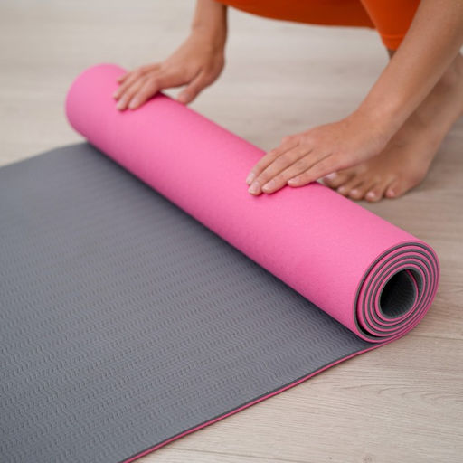 Коврик для йоги Sangh, 183х61х0,6 см, цвет розовый/серый  фото 3