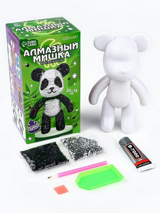 Алмазная мозаика на фигурке с полным заполнением Мишка стразами, панда