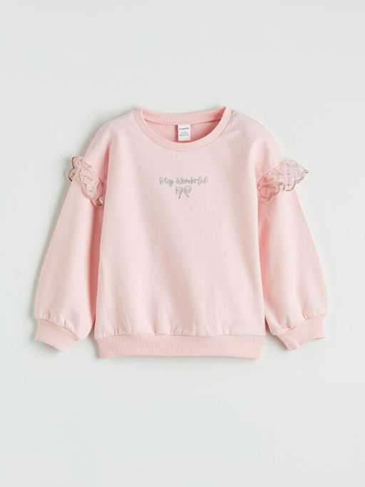 Bisiklet Yaka Nak??l? K?z ?ocuk Sweatshirt 2li