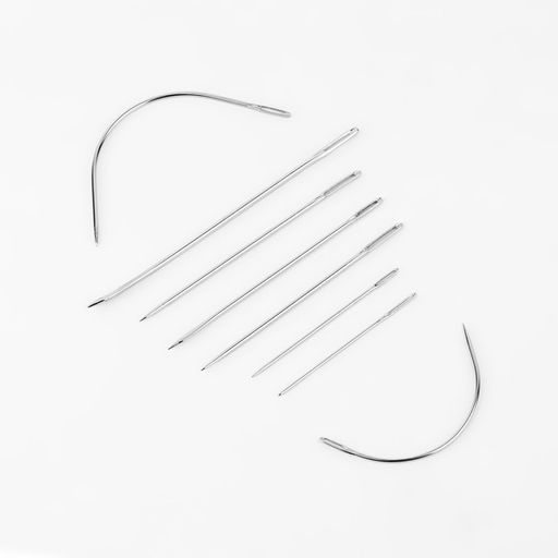 Цена за 6 шт. Иглы швейные, для кожи, 3.7-7.3 см, d=0.5-2 мм, набор 8 шт.