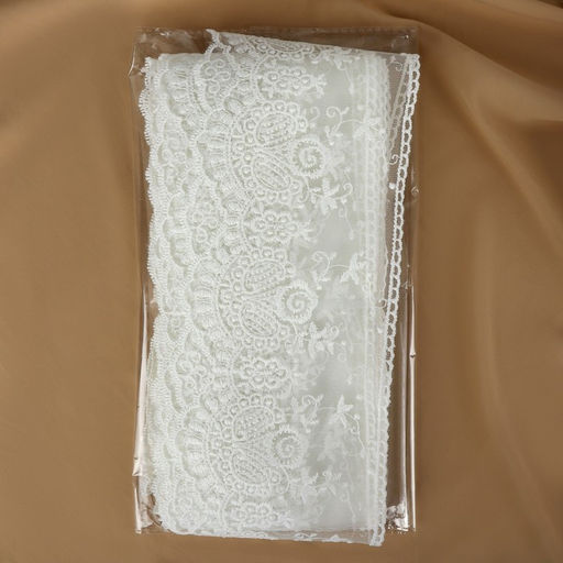 Кружево на сетке, 125 мм, 11±1 м, айвори