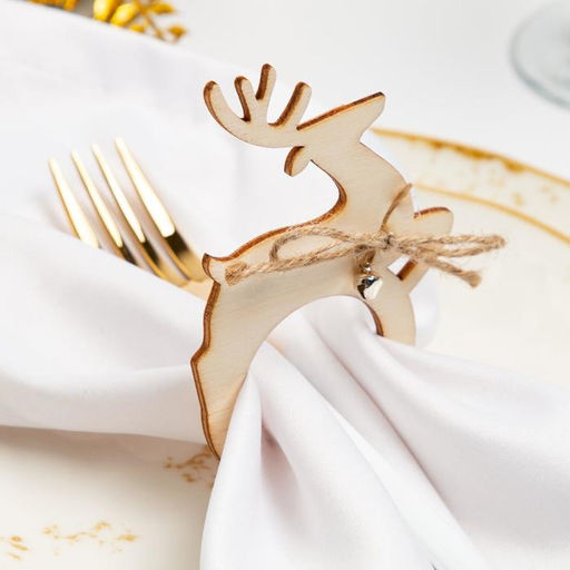 Набор колец для салфеток Олень, 4 шт, 7х11 см, дерево - Доляна фото 2