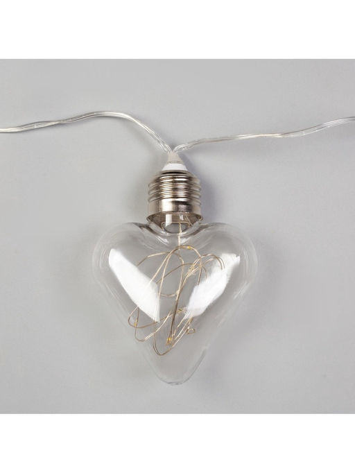 Гирлянда Нить 3 м с насадками Лампочки сердца, IP20, прозрачная нить, 80 LED, свечение белое, 8 режимов, 220 В - Luazon lighting фото 9