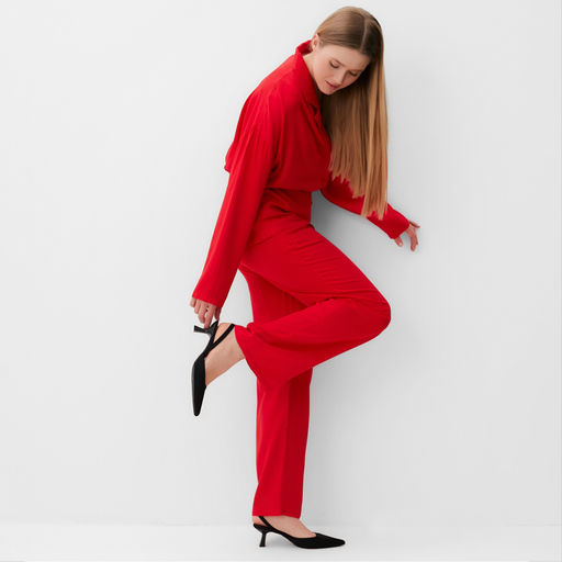 Костюм женский (рубашка, брюки) MINAKU:Casual Collection, красный, размер 46