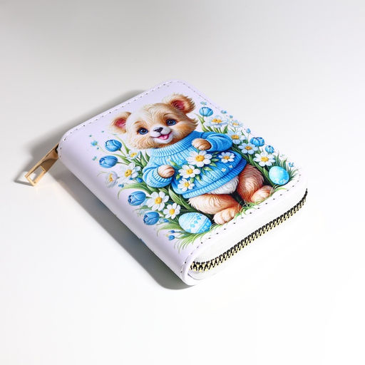 Кошелёк на молнии «Мишка», детский, с принтом, белый