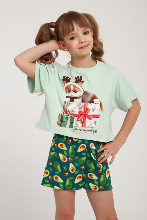 Пижама для девочки ПД-019-073 Кот Новый год