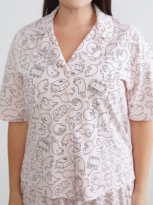 B?y?k Beden G?mlek Yaka Kad?n Pijama Tak?m?