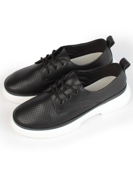 03-PDXL140-2 BLACK Полуботинки спортивные женские (натуральная кожа)