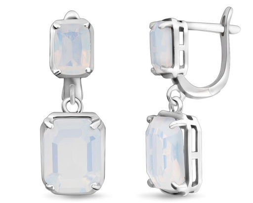 Серьги, лунный камень выращ., МЦВ955