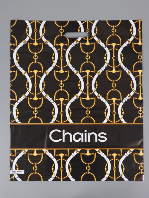 Цена за 25 шт. Пакет "Цепи, полиэтиленовый с вырубной ручкой 50х60 см, 100 мкм