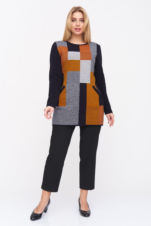 Джемпер Д 2402/сине-терракотовый - Текстильная мануфактура фото 3