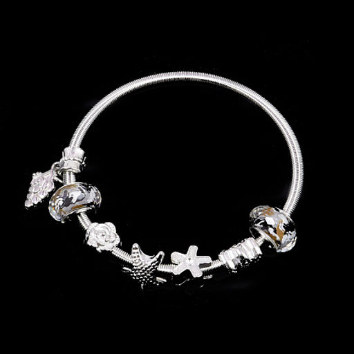 Браслет Пандора с символами благополучия металл и керамика