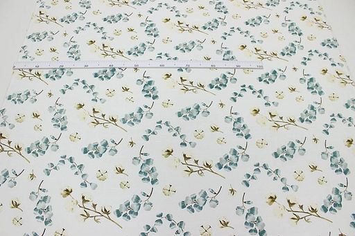 Муслин двухслойный Веточки хлопка, ш.1.35м, хлопок-100%, 100гр/м.кв - Купава фото 2