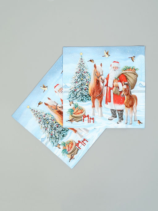 Цена за 3 шт. Салфетки бумажные трёхслойные Дед мороз с друзьями, 33?33, 20 шт.