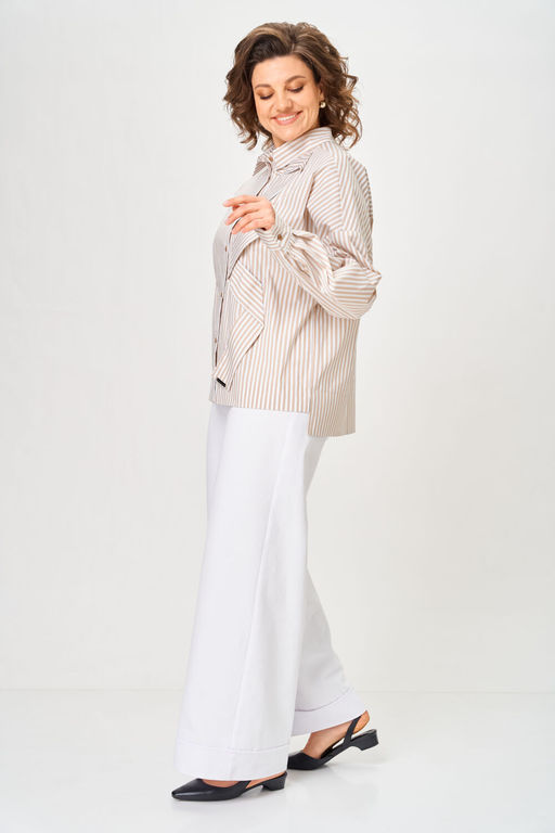 Рубашка Michel Chic 798 полоска бежевая  фото 3