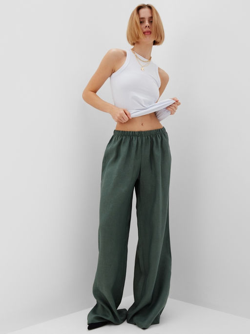 Брюки женские oversize MINAKU: MINAKU: Safari цвет зеленый, размер 50