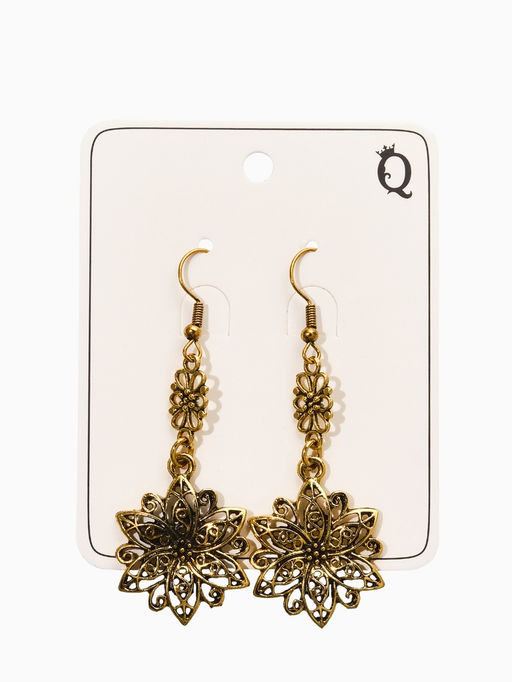 Цена за 2 шт. Серьги метал "Аутентичность" цветы, цвет чернёное золото