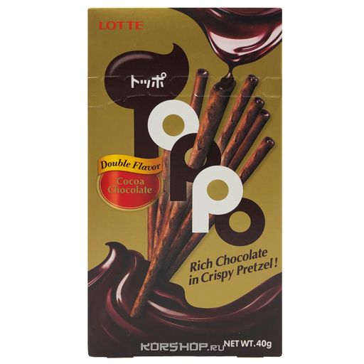 Шоколадные бисквитные палочки с какао-шоколадной начинкой Toppo Thai Lotte, Таиланд, 40 г Акция