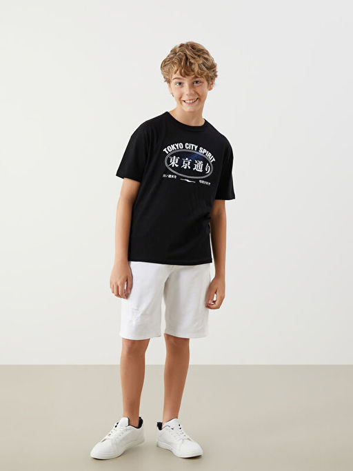 Bisiklet Yaka Tokyo Bask?l? Erkek ?ocuk Ti??rt