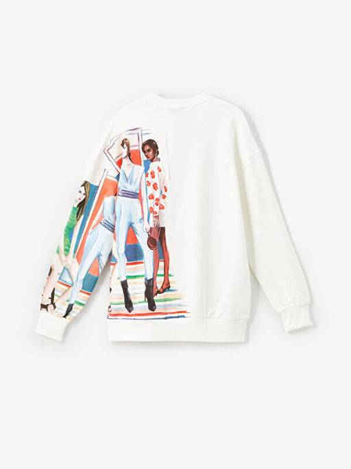 Bisiklet Yaka Bask?l? Oversize Kad?n Sweatshirt - Waikiki фото 2