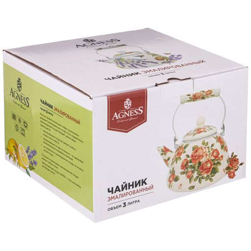 ЧАЙНИК AGNESS ЭМАЛИРОВАННЫЙ, 3,0 Л, СЕРИЯ КОРЕЙСКАЯ РОЗА  фото 2