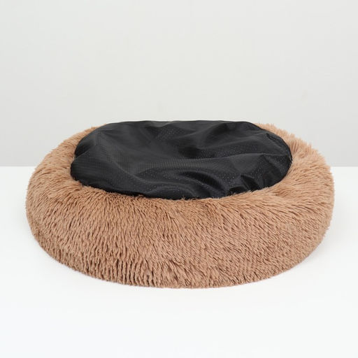Лежанка для собак и кошек, длинный мех, 45×35×11 см, коричневая