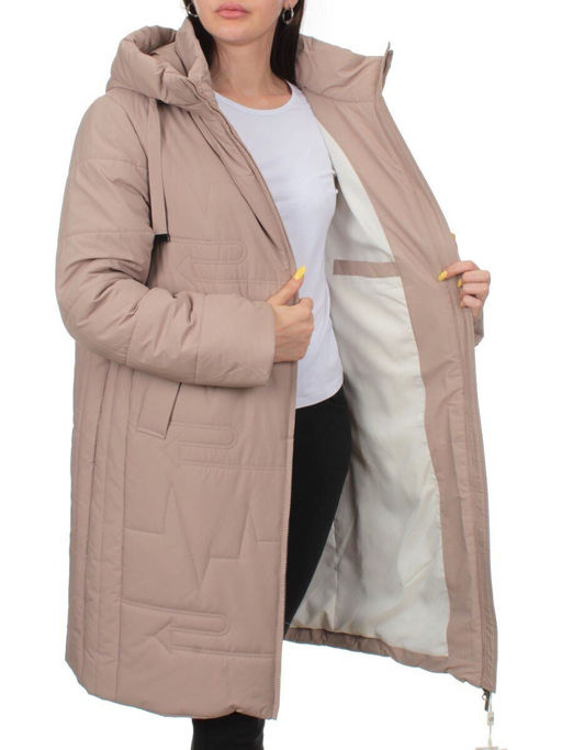 1073 DK. BEIGE Пальто зимнее облегченное женское (холлофайбер 150 гр.) - Fashion фото 7