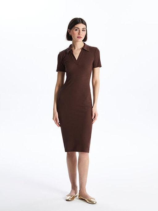 Polo Yaka D?z K?sa Kollu Elbise