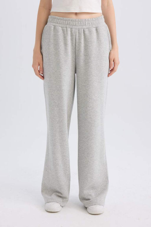 Классные широкие штанины, эластичный пояс, шнуровка, карман, широкие брюки. Базовый однотонный серый низ спортивного костюма. - Defacto фото 5