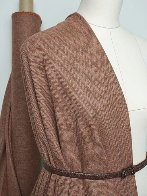 Шерсть пальтово-костюмная Твид Елочка цв.корица/бежевый, ш.1.5м, шерсть-50%, п/э-50%, 310гр/м.кв - Купава фото 11