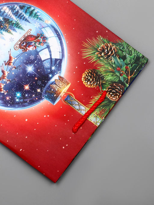 Цена за 2 шт. Пакет подарочный новогодний ламинированный, «Шар», 18×10×22.3 см
