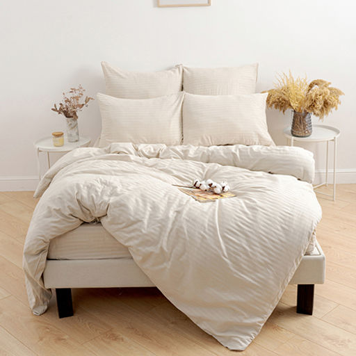 Простыня HoReCa 180х217, страйп-сатин, 100% хлопок, пл. 125 гр./кв. м., Белый песок ОП - Традиция фото 4