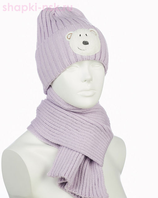 18-37-L Комплект для девочки флис (колпак+шарф) (50-54)
