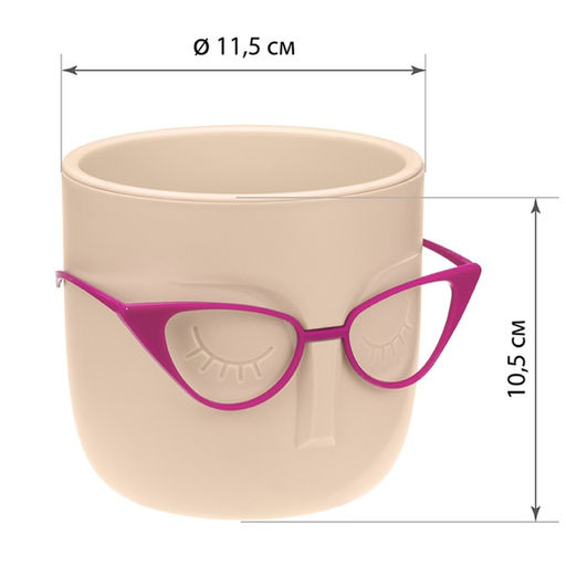 Кашпо для цветов со вставкой Мари, 650 мл, d=11.5 см, h=10.5 см, бежевое