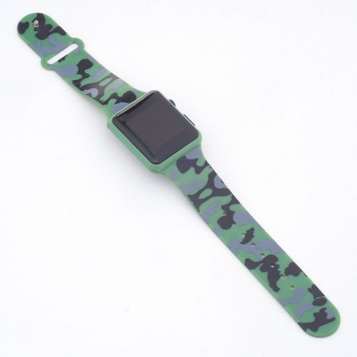 Часы наручные электронные с камуфляжным, силиконовым ремешком, зелёный камуфляж