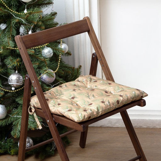 Подушка на стул новогодняя «Этель» Spruce branches, 42×42×7 см, 100% хлопок, саржа 190 г/м²