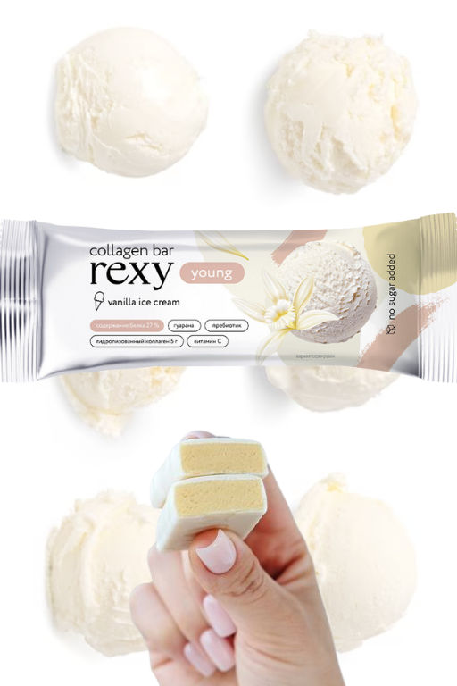 Батончик rexy young ВАНИЛЬНОЕ МОРОЖЕНОЕ с коллагеном, 35 г - Proteinrex фото 6
