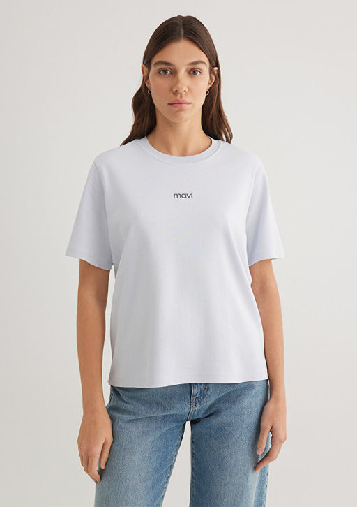 Mavi Logo Bask?l? Beyaz Tisort  фото 3