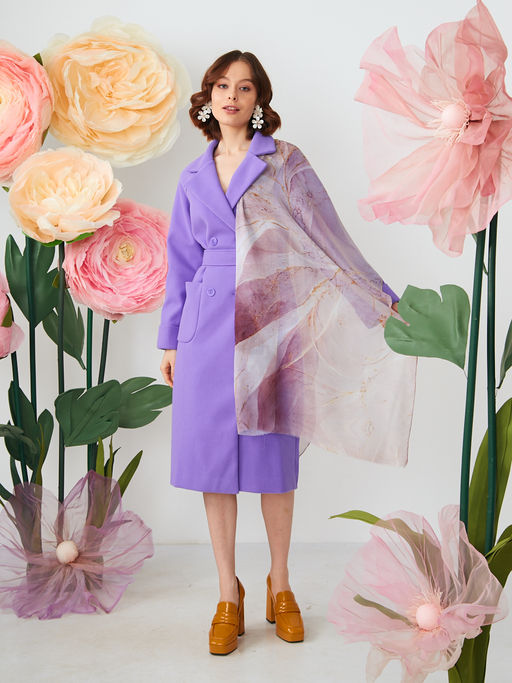 Большой, мягкий, тонкий и очень нежный двусторонний палантин с рисунком в стиле арт-дек - Tantino фото 3