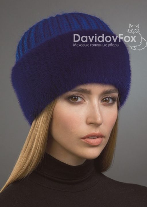 ВИДЕООБЗОР шапка Адель норка трикотаж индиго