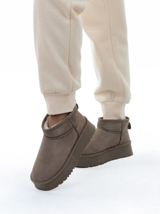 04-PF8520-6 KHAKI Угги женские (натуральная замша, 100% шерсть)