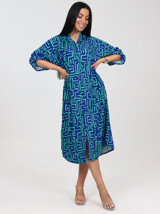 5116 ПЛАТЬЕ ЖЕНСКОЕ (Синий с зеленым) - А-дина фото 2