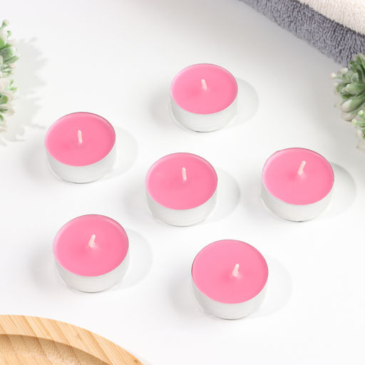 Набор свечей ароматических чайных «Пион», 3.8×1.6 см, 3.5 ч, 12 г, 6 шт.