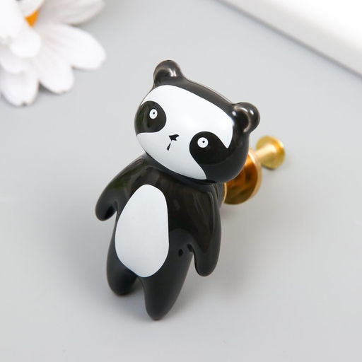 Ручка для шкатулки керамика, металл «Панда», 6.3×3.5 см