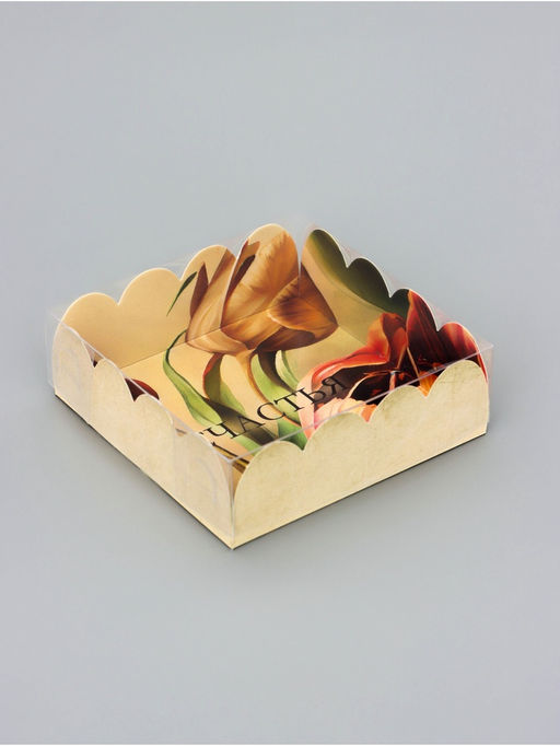 Цена за 5 шт. Коробка для печенья, «Тюльпаны», 9×9×3 см