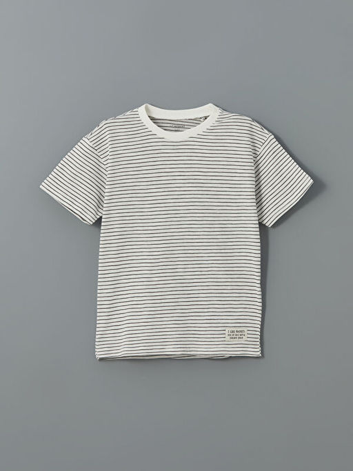 Bisiklet Yaka ?izgili Penye Erkek ?ocuk Ti??rt