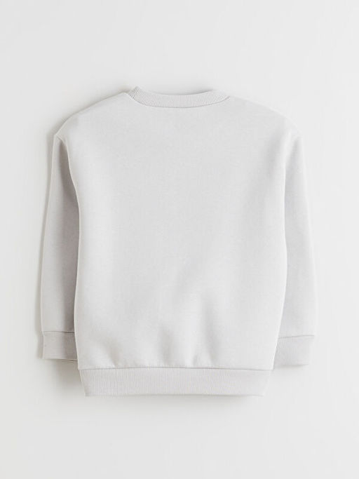 Bisiklet Yaka Bask?l? Erkek ?ocuk Kal?n Sweatshirt